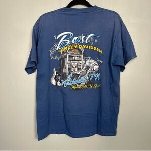 2009 Bost Harley Davidson Nashville TN Music City USA T-Shirt Blue Size L